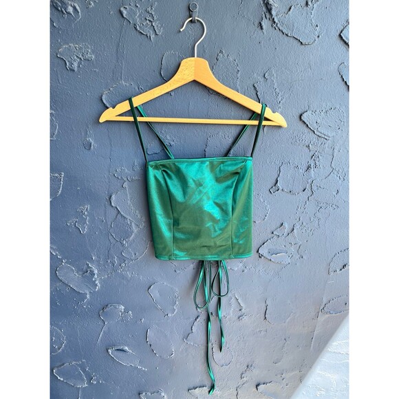 emerald green corset style top - Picture 1 of 5